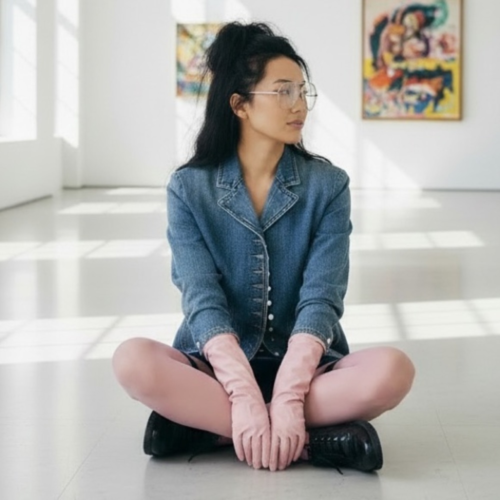 Vintage Ralph Lauren Denim Blazer Pearl Shell Buttons 90s Y2K Old Money S - Picture 4 of 14